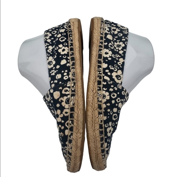 Tory Burch Navy Ivory Risa Lovers Floral Espadrille Flats Size 7.5 Women’s - Picture 7 of 11